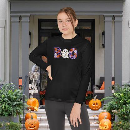 Cute Floral Boo w/Ghost Youth Long Sleeve Tee