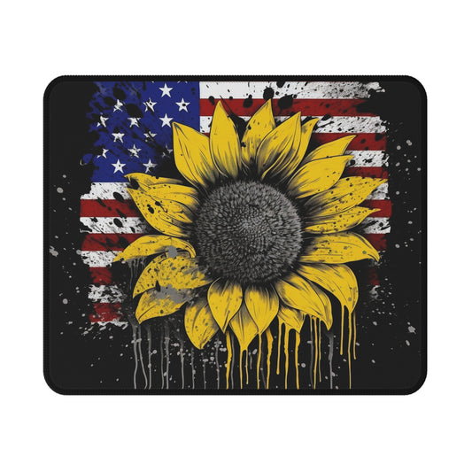 Sunflower American Flag Non-Slip Gaming Mouse Pad