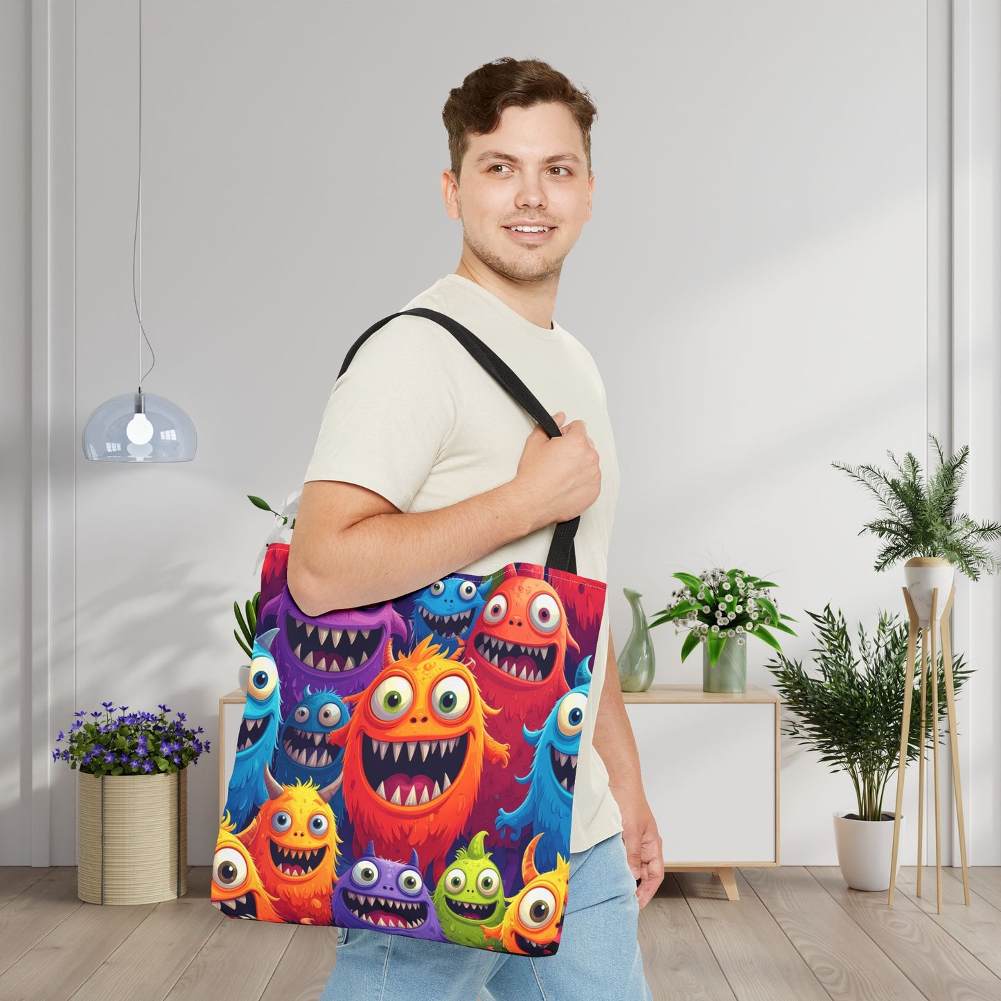 Happy Little Monsters Canvas Tote Bag
