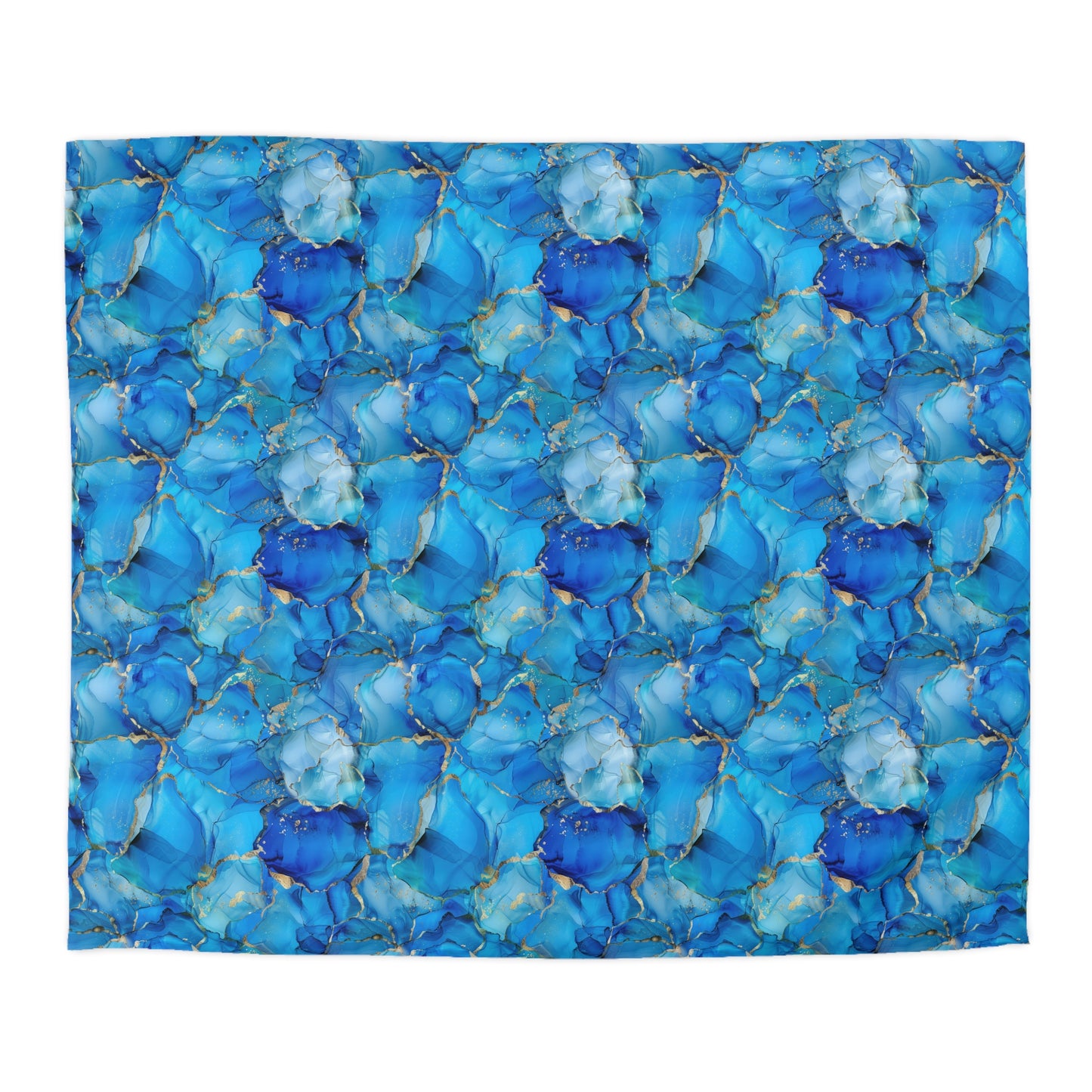 Turquoise Marble Print Microfiber Duvet Cover