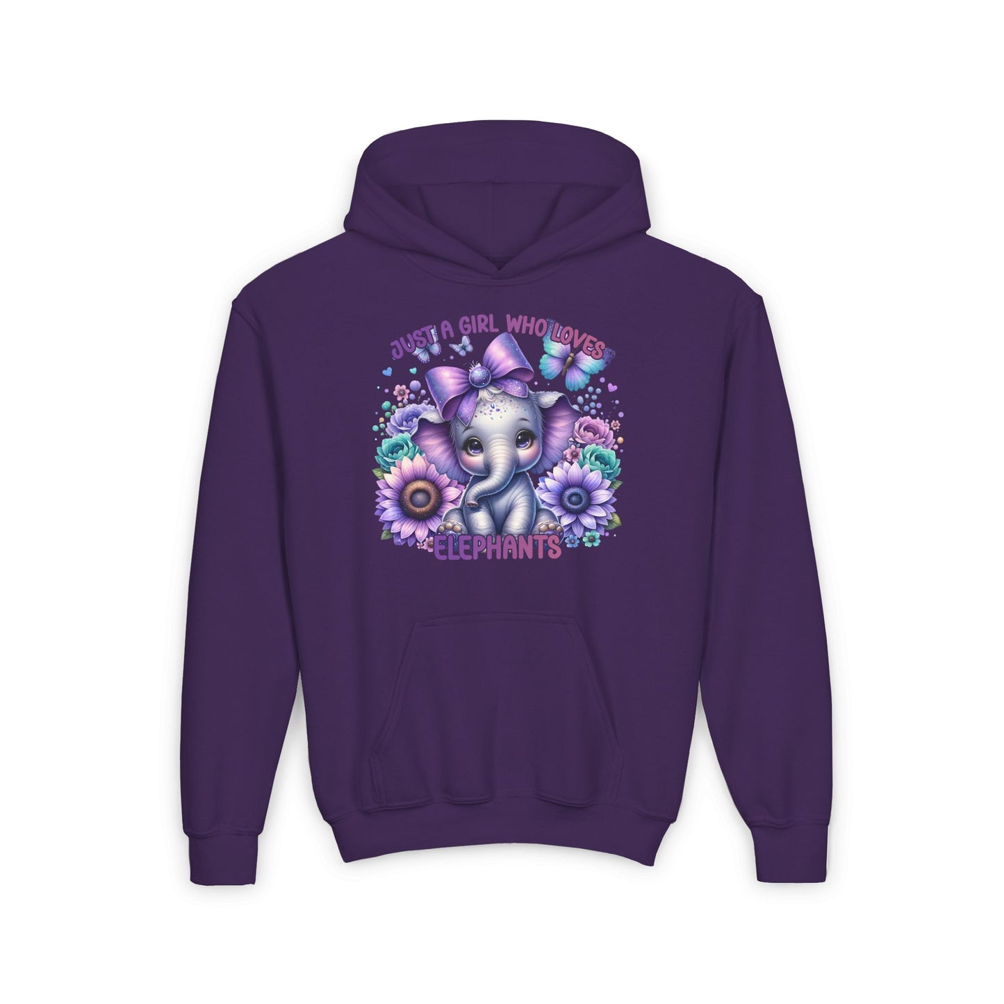 Just A Girl Who Loves Elephants Youth Heavy Blend Hoodie
