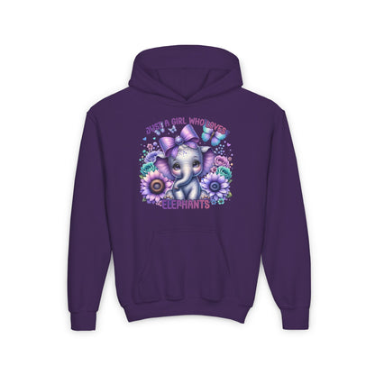 Just A Girl Who Loves Elephants Youth Heavy Blend Hoodie