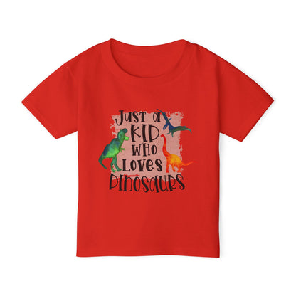 Just A Kid Who Loves Dinosaurs Heavy Cotton™ Toddler T-shirt