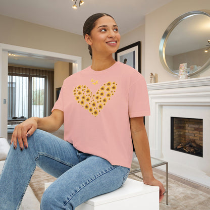 Sunflower Heart & Butterflies Women's Boxy Tee