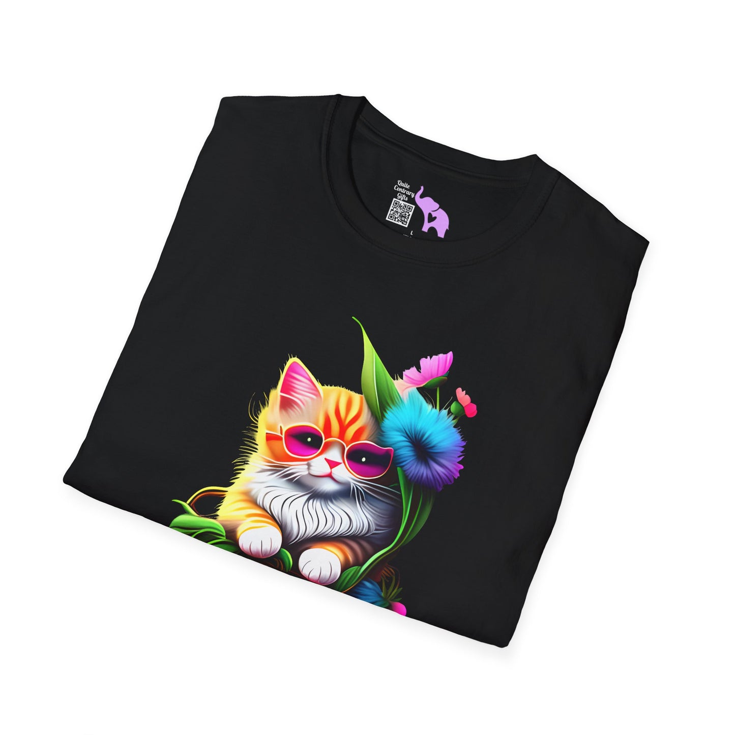 Cute Colorful Kitten in Flowers 2 T-shirt