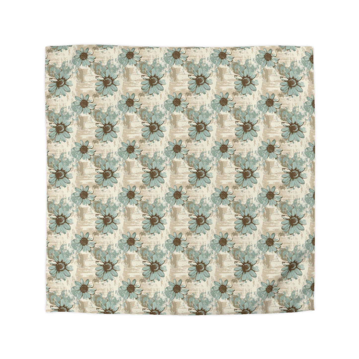 Rustic Teal Daisy Microfiber Duvet Cover