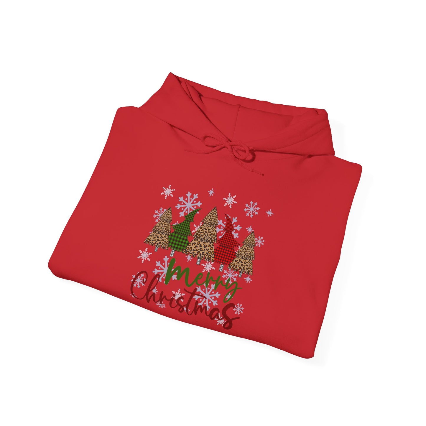 Merry Christmas Checkered Trees Adult Heavy Blend™ Hoodie