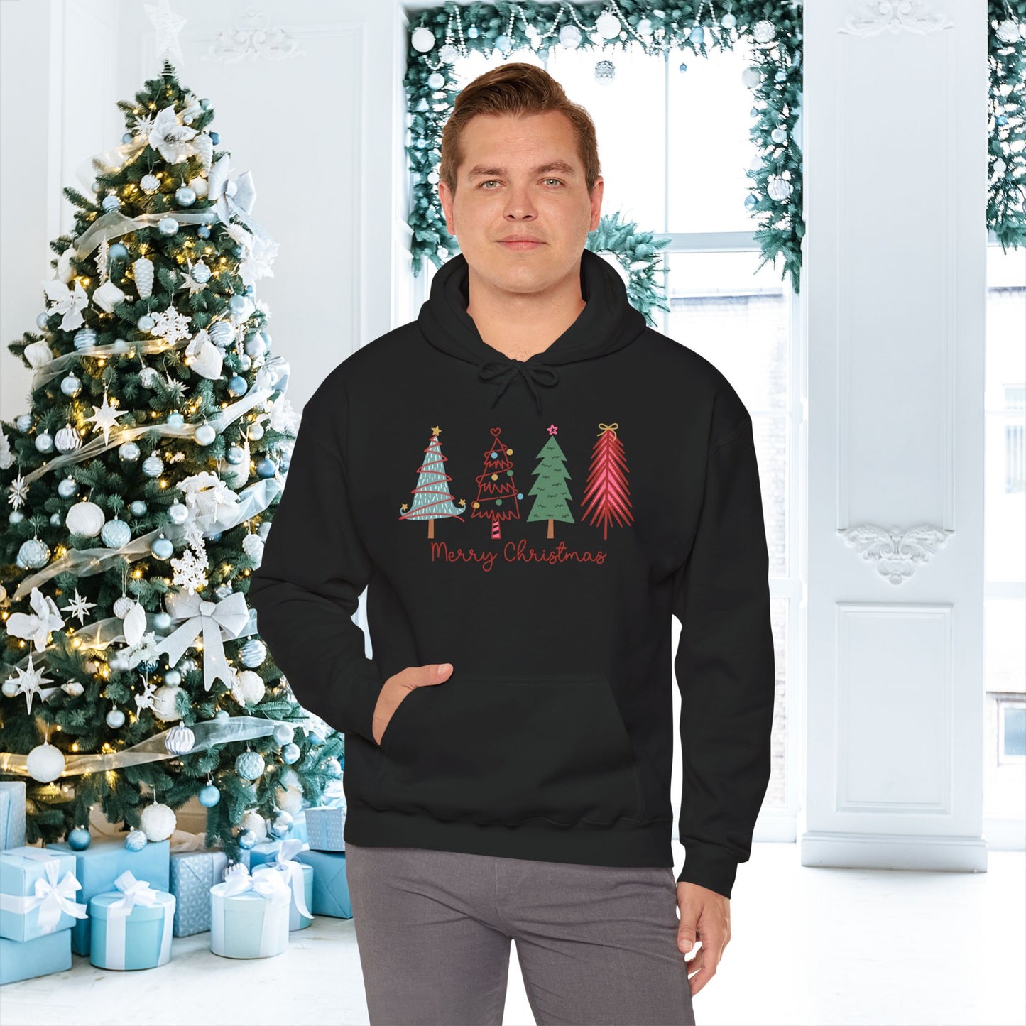 Merry Christmas Trees Adult Heavy Blend™ Hoodie