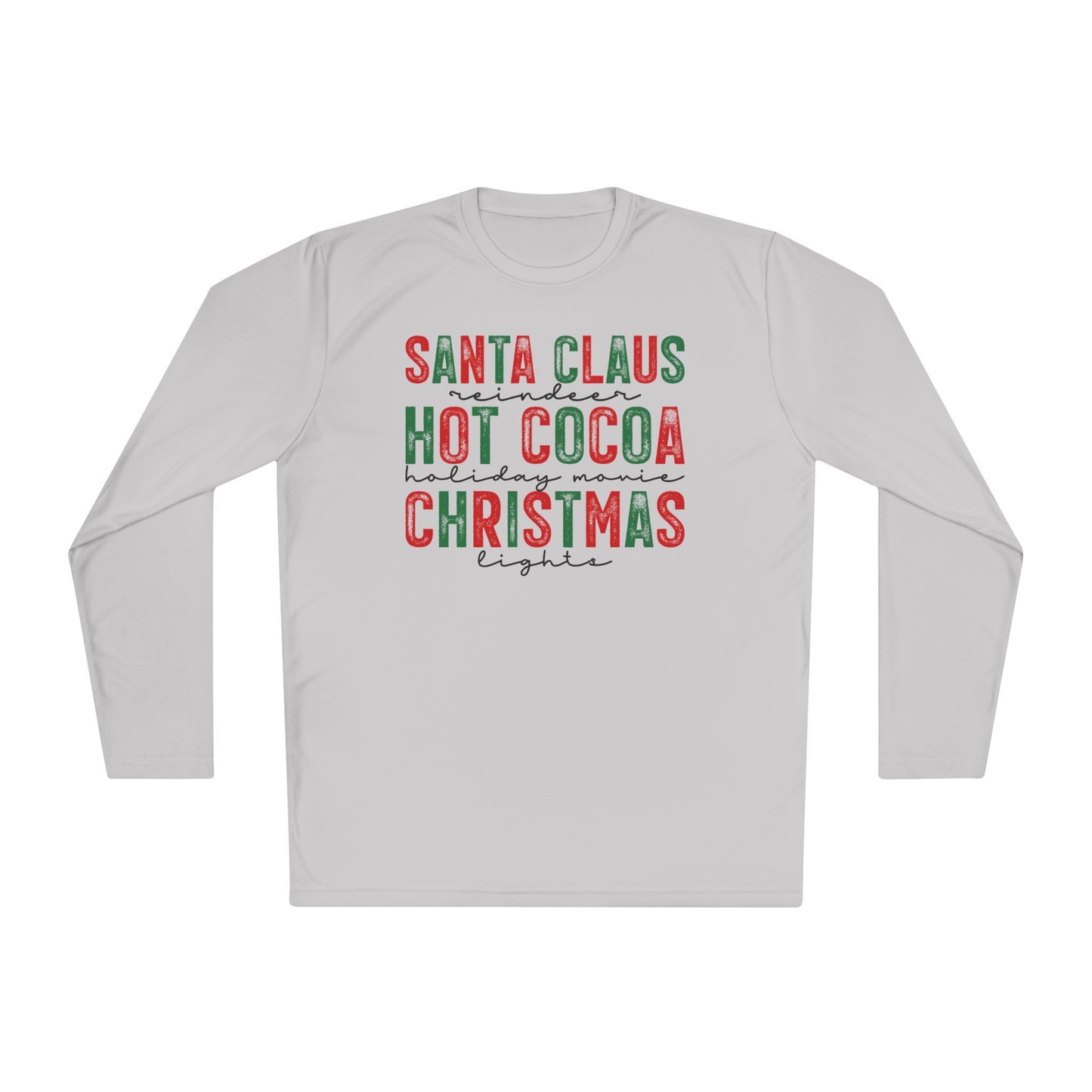 Santa Claus Hot Cocoa Christmas Adult Long Sleeve Tee
