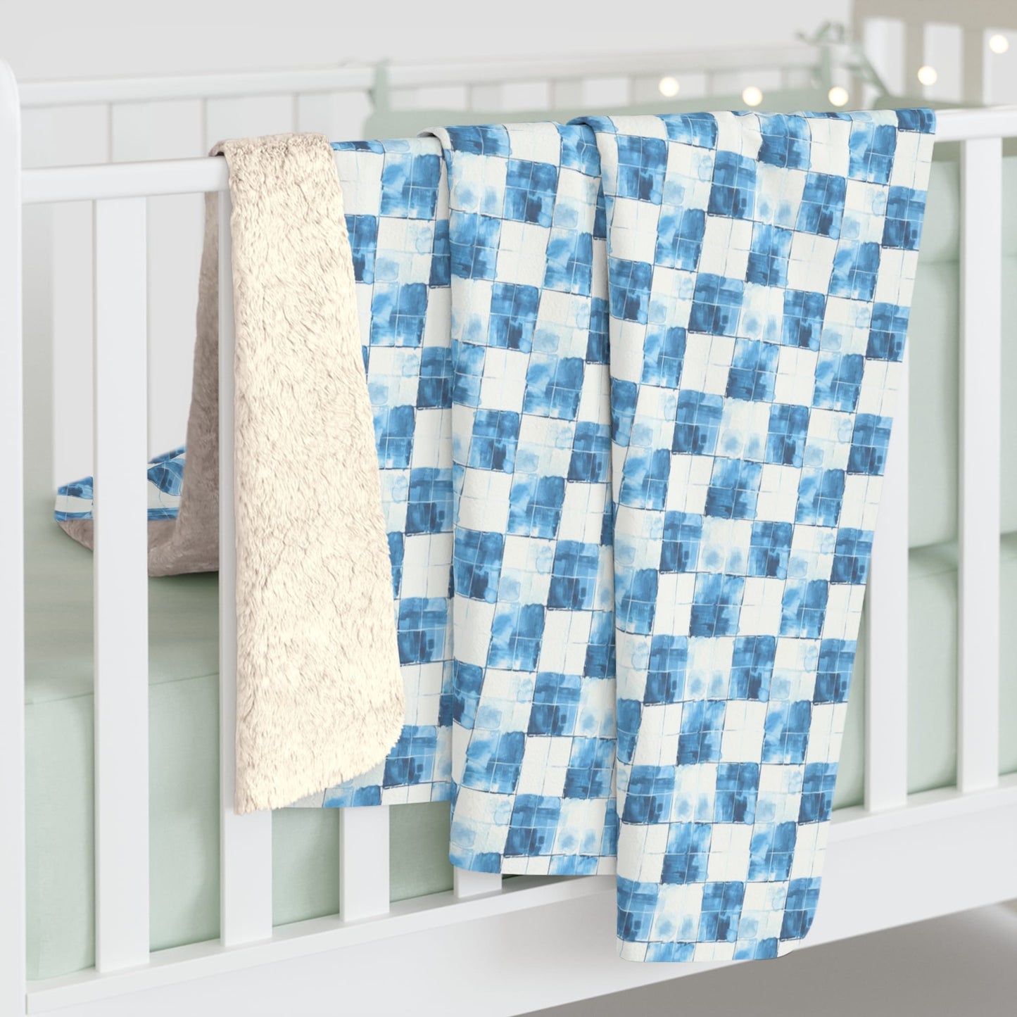 Cozy Blue Checkered Fleece Blanket