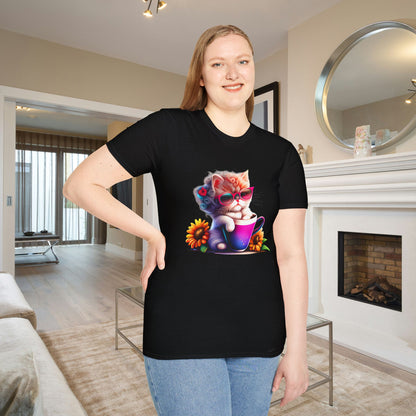 Cool Sunflower Kitten 3 Adult T-shirt