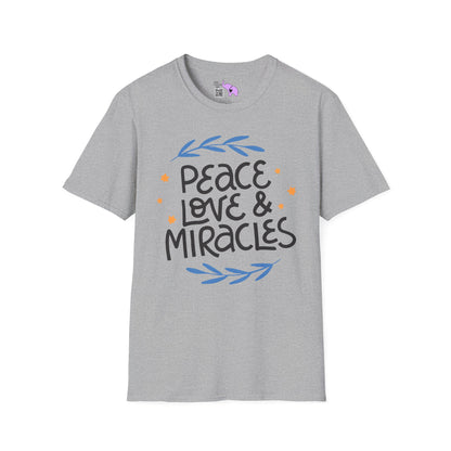 Hanukkah Peace Love & Miracles 2 Adult T-shirt