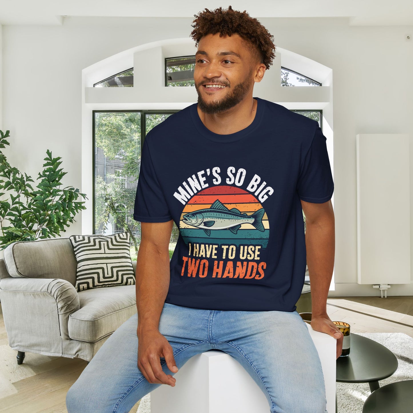 Mine's So Big I Have To Use Two Hands (Fish) Adult Tshirt
