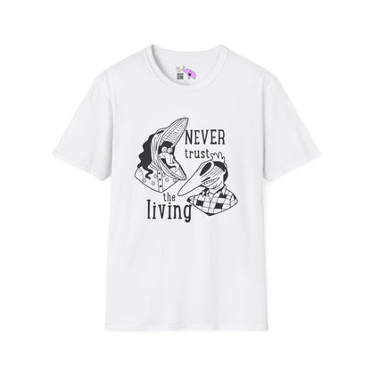 Beetlejuice Never Trust The Living Barbara & Adam T-shirt