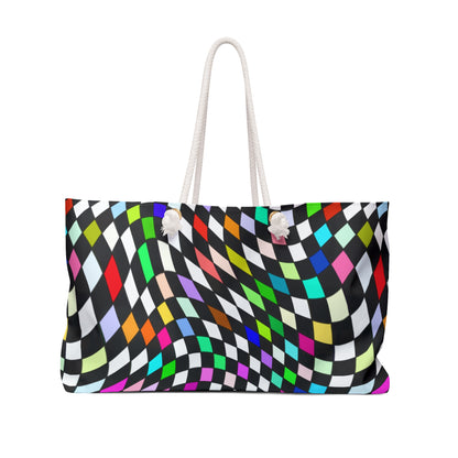 Warped Colorful Checkered Weekender Bag
