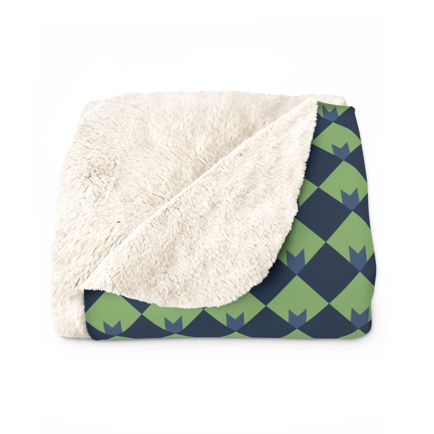Diamond Bloom-Sage & Navy Fleece Blanket