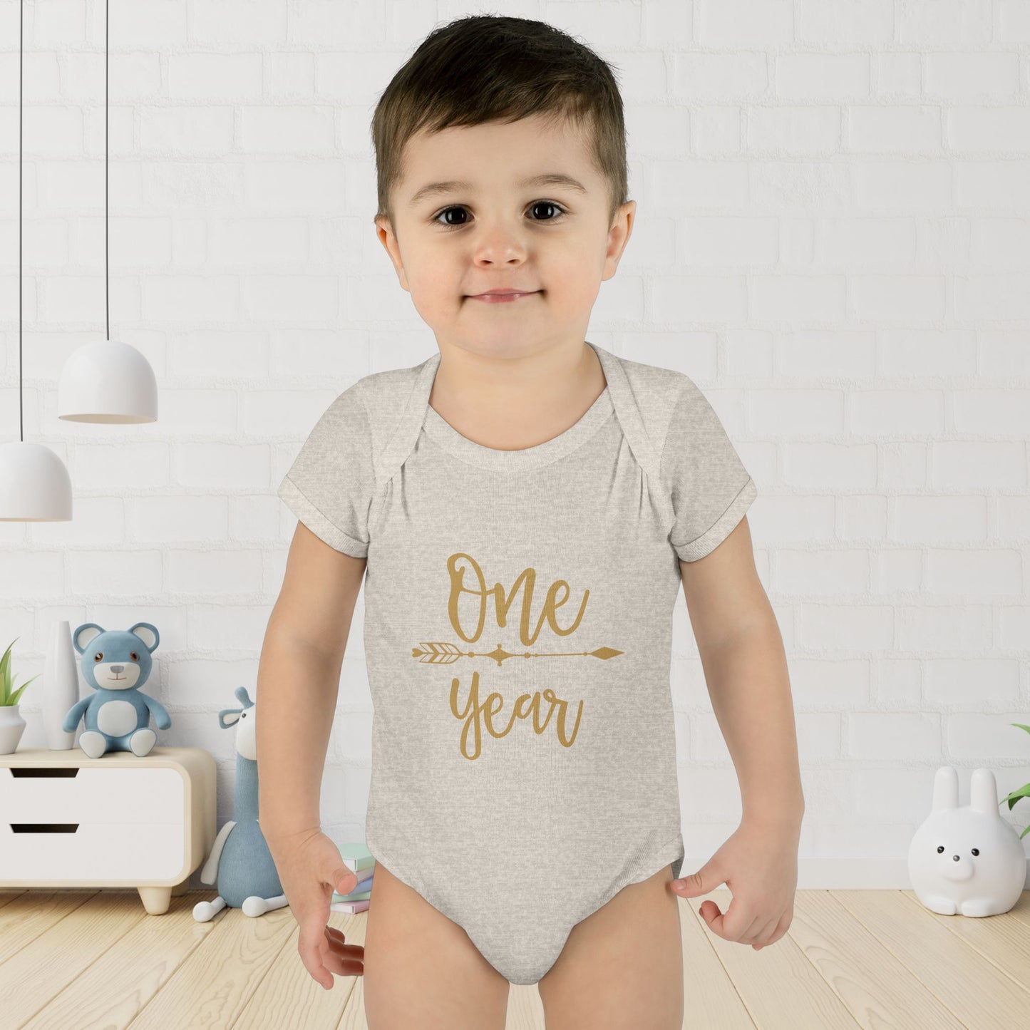 Golden Arrow Milestone Baby Bodysuit-One Year