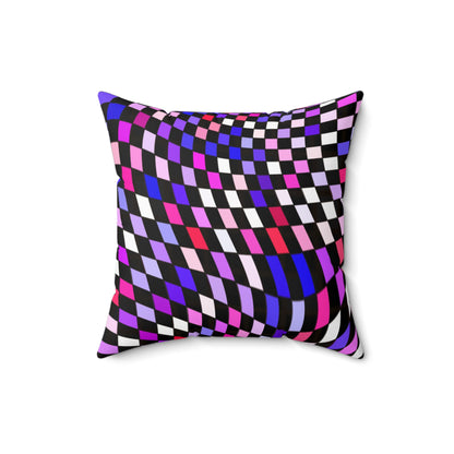Warped Purple Checkered Throw Pillow