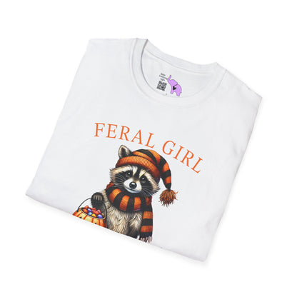 Feral Girl Halloween Racoon Adult T-shirt