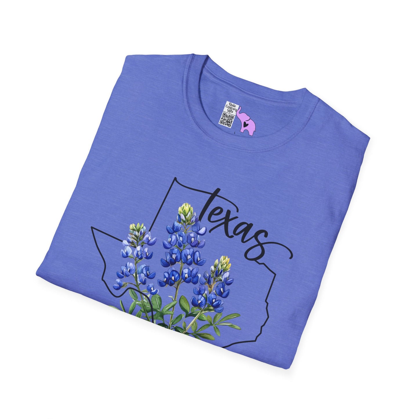 Texas Bluebonnets Outline Adult T-shirt