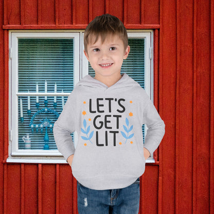 Hanukkah Let's Get Lit Toddler Pullover Fleece Hoodie