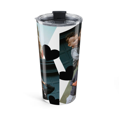 Personalized Heart 4 Photo 20oz Stainless Steel Tumbler – Custom 2 Portrait & 2 Landscape Picture Cup