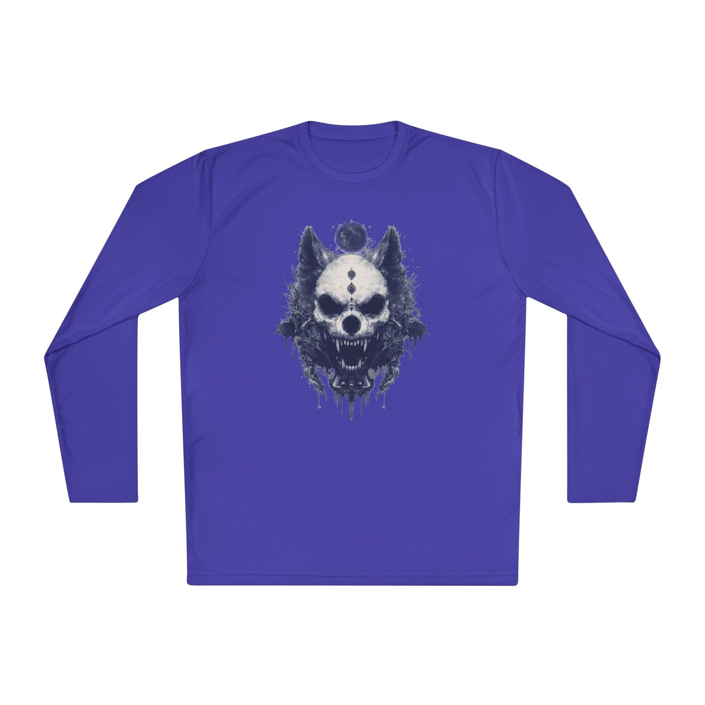 Creepy Skull Wolf Adult Long Sleeve Tee