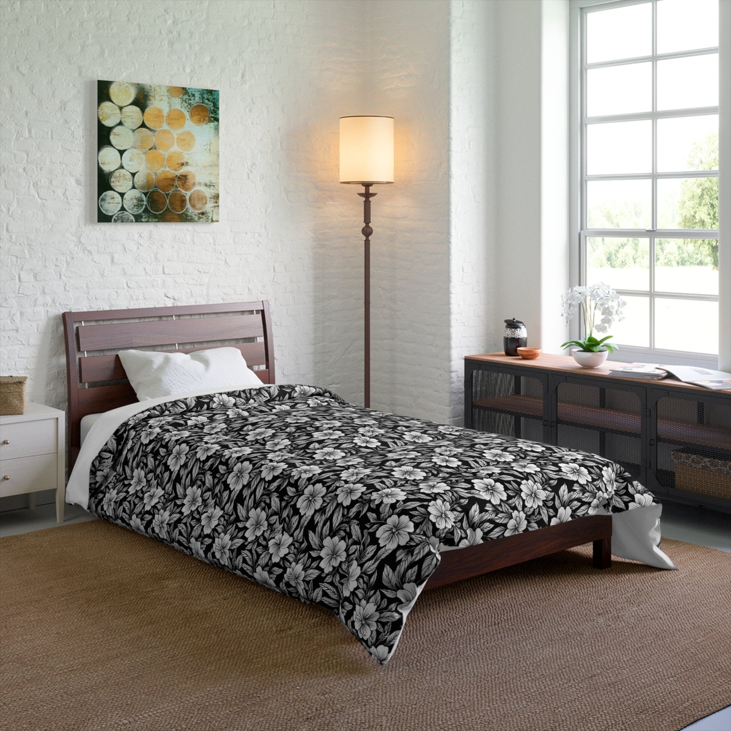 Monochrome Paradise Bloom Comforter