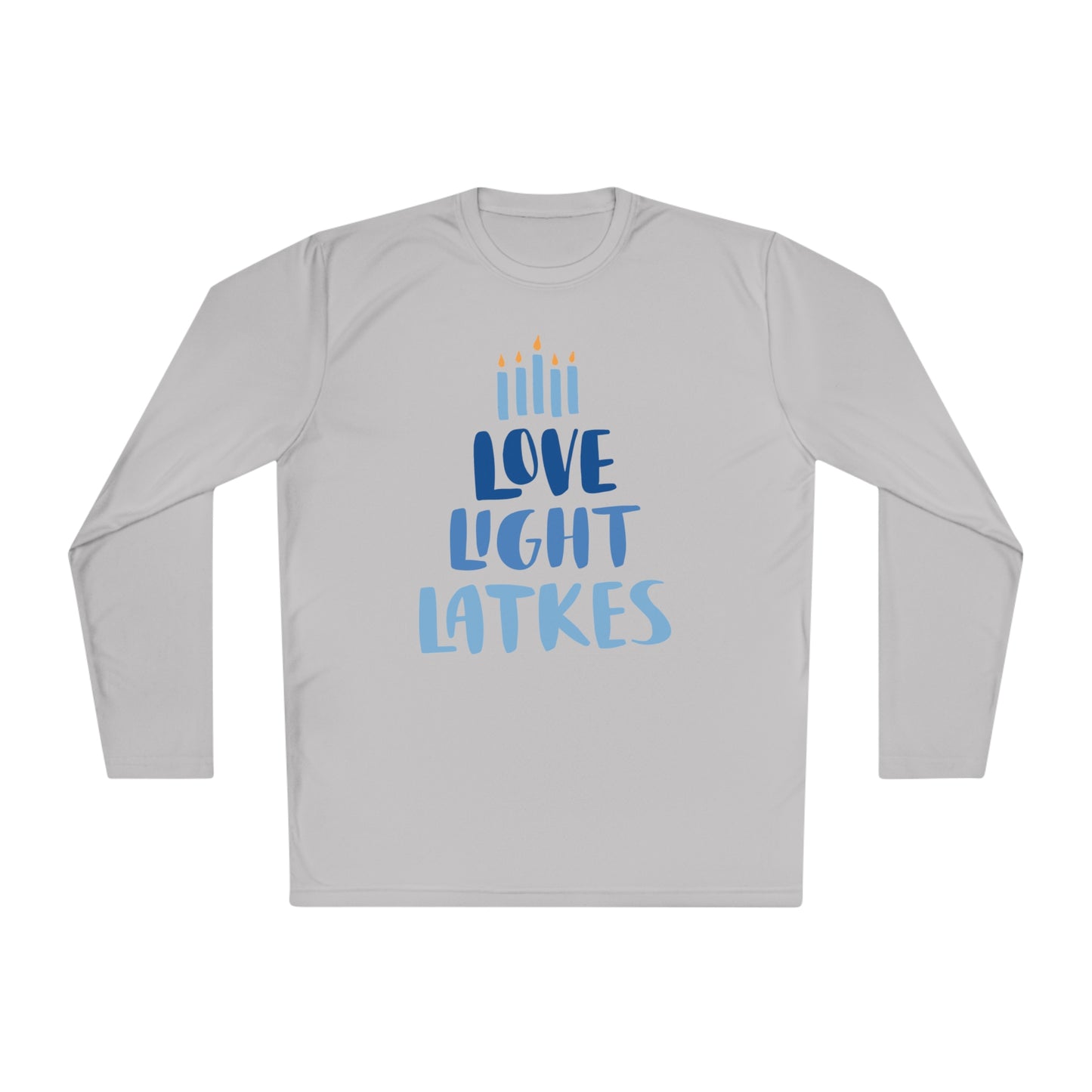 Hanukkah Love Light Latkes Adult Long Sleeve Tee