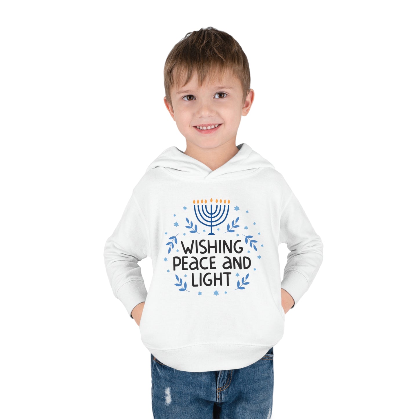 Hanukkah Wishing Peace & Light Toddler Pullover Fleece Hoodie