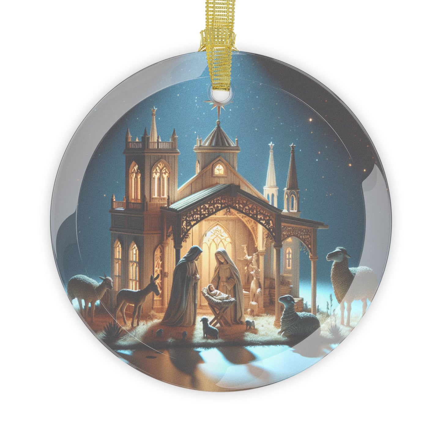 Beautiful Nativity Glass Ornament