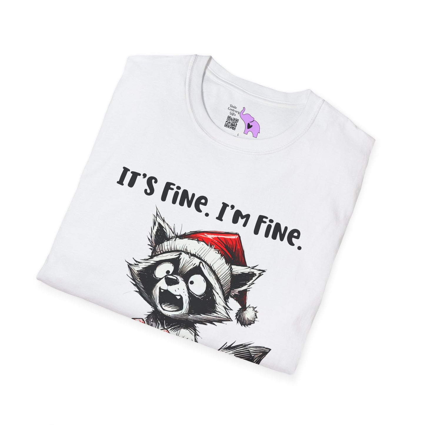 It's Fine I'm Fine Everything's Festive (Racoon) Adult T-shirt