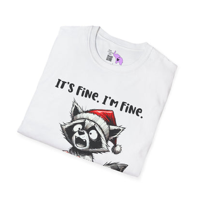 It's Fine I'm Fine Everything's Festive (Racoon) Adult T-shirt