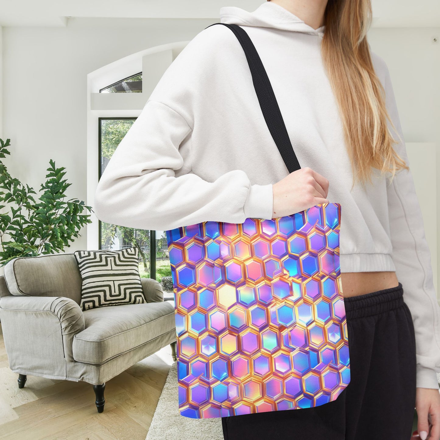 Aurora Hexagons Canvas Tote Bag