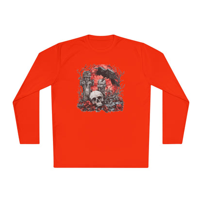 Halloween Graveyard w/Skull Adult Long Sleeve Tee