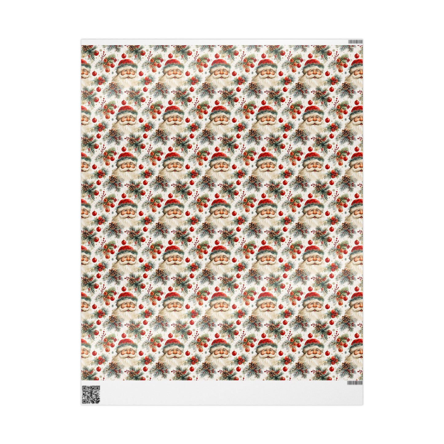 Festive Santa & Holly Blooms Wrapping Paper