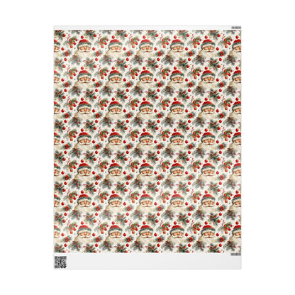 Festive Santa & Holly Blooms Wrapping Paper