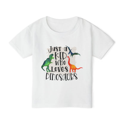 Just A Kid Who Loves Dinosaurs Heavy Cotton™ Toddler T-shirt