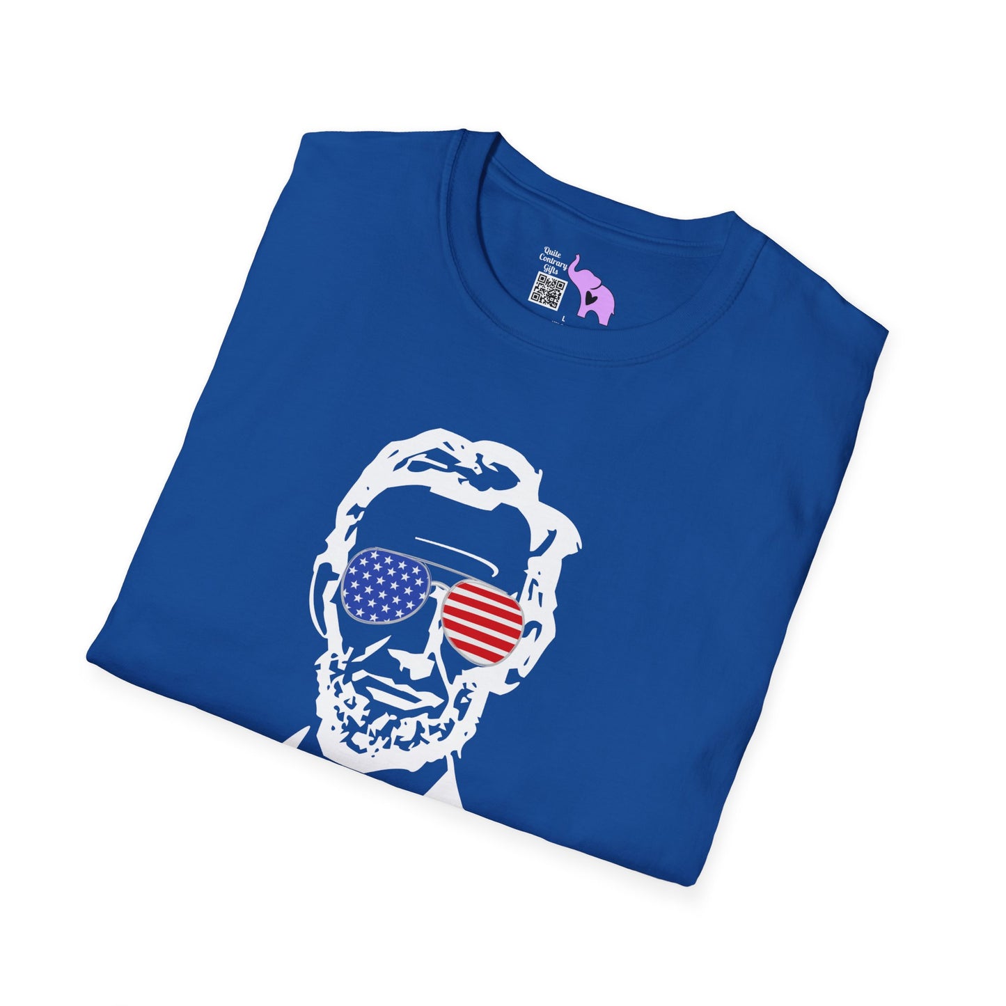 Abraham Lincoln w/Flag Sunglasses Adult T-shirt