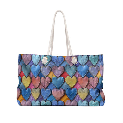 Color Pop Leather Hearts Weekender Bag