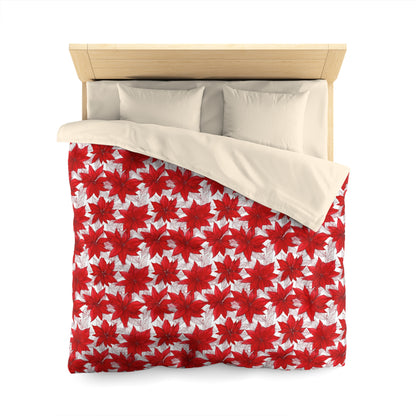 Crimson Poinsettia Sketch Microfiber Duvet Cover