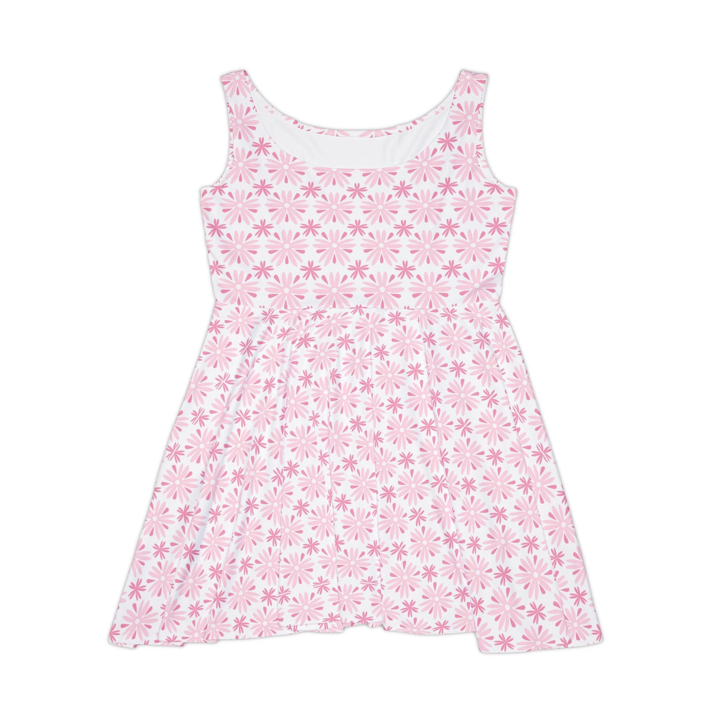 Pink Daisies Women's Skater Dress - Fun Spring Floral Dress for Every Occasion