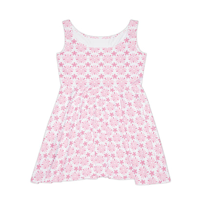 Pink Daisies Women's Skater Dress - Fun Spring Floral Dress for Every Occasion