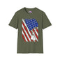 Distressed American Flag w/Dog Tags Adult T-Shirt