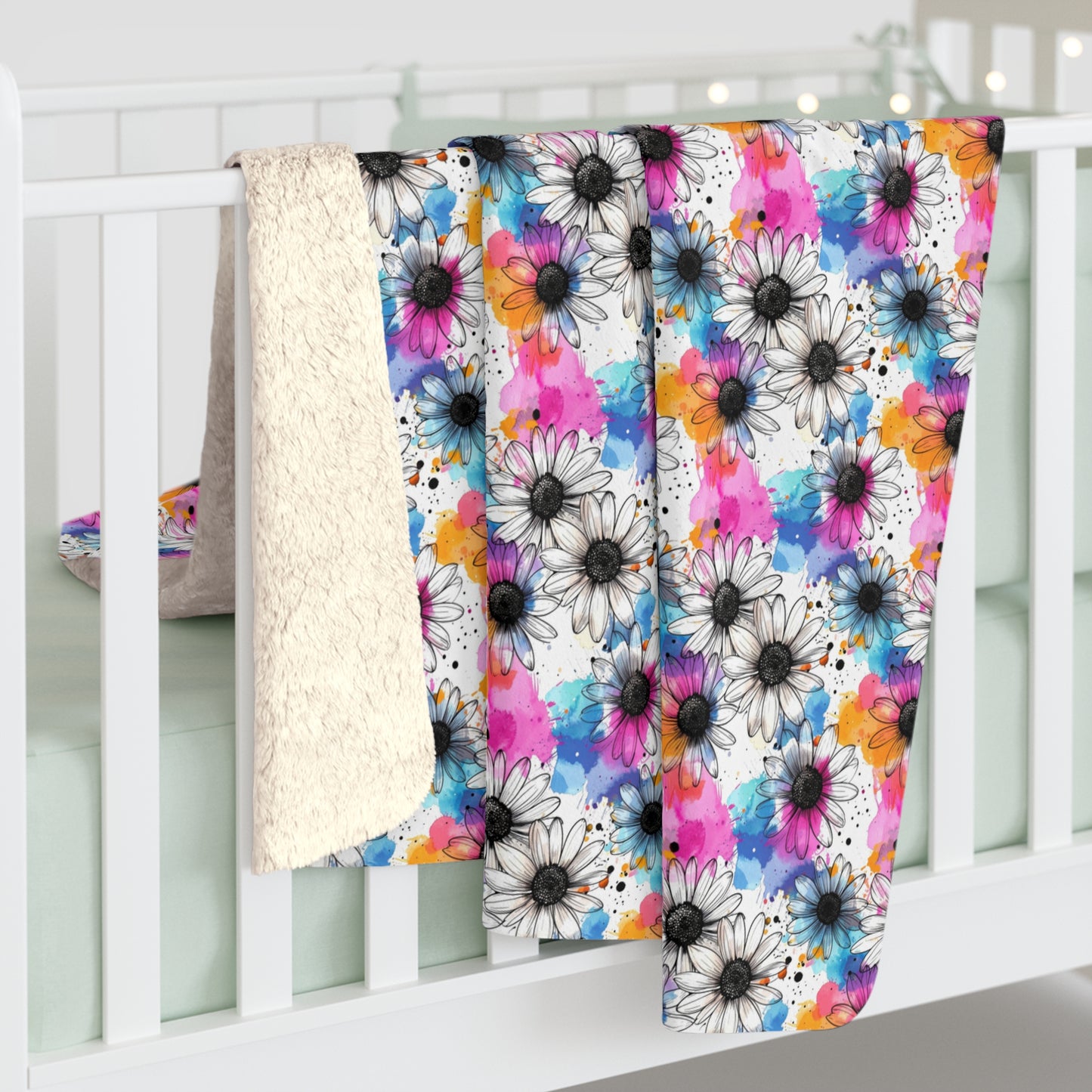 Watercolor Daisy Dream Fleece Blanket