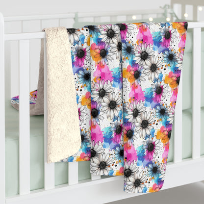 Watercolor Daisy Dream Fleece Blanket