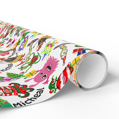 Christmas Monster Custom Name Wrapping Paper (Micheal)