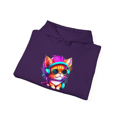 Cool Kitten w/Headphones Heavy Blend™ Hooded Sweatshirt