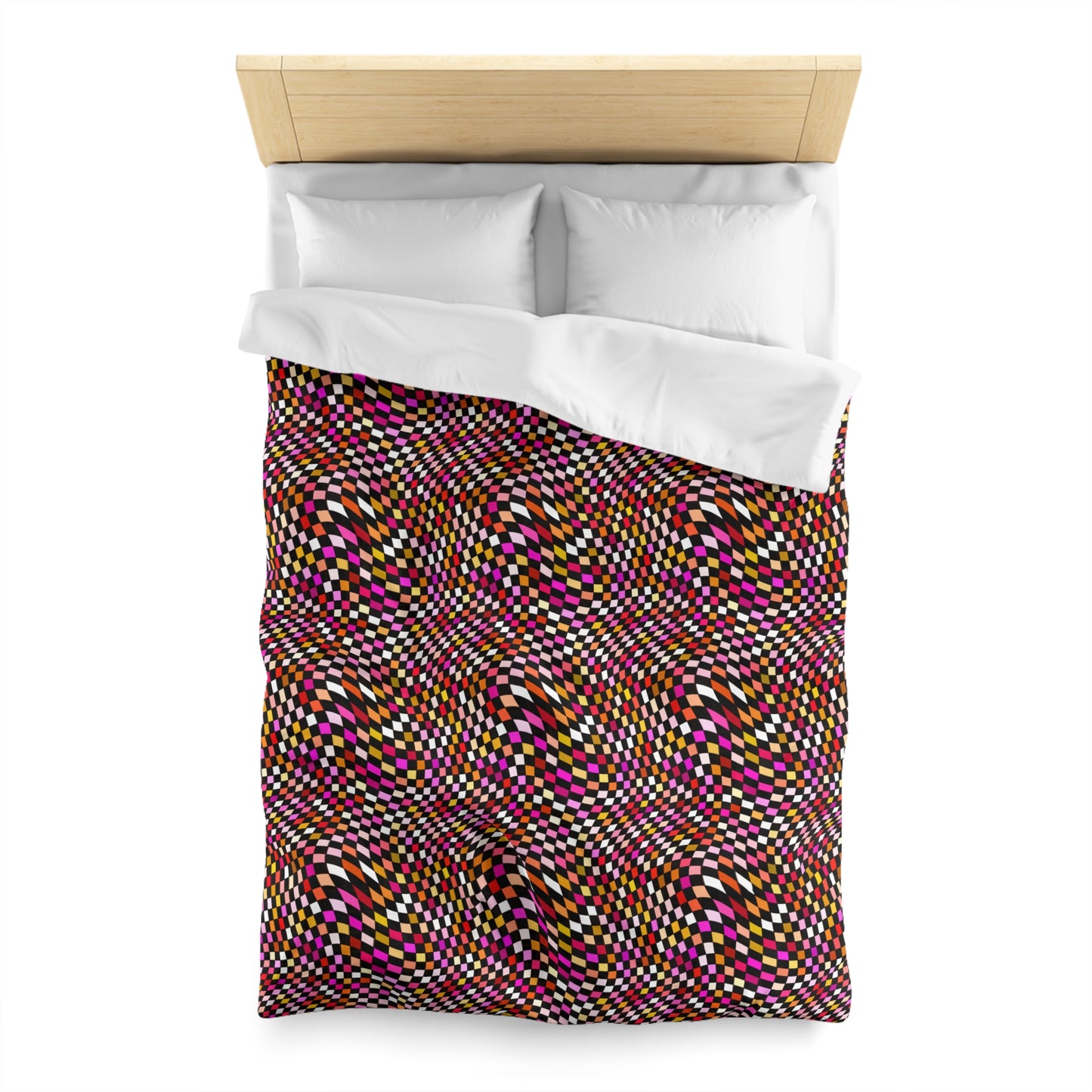 Warped Red Checkered Microfiber Duvet Cover