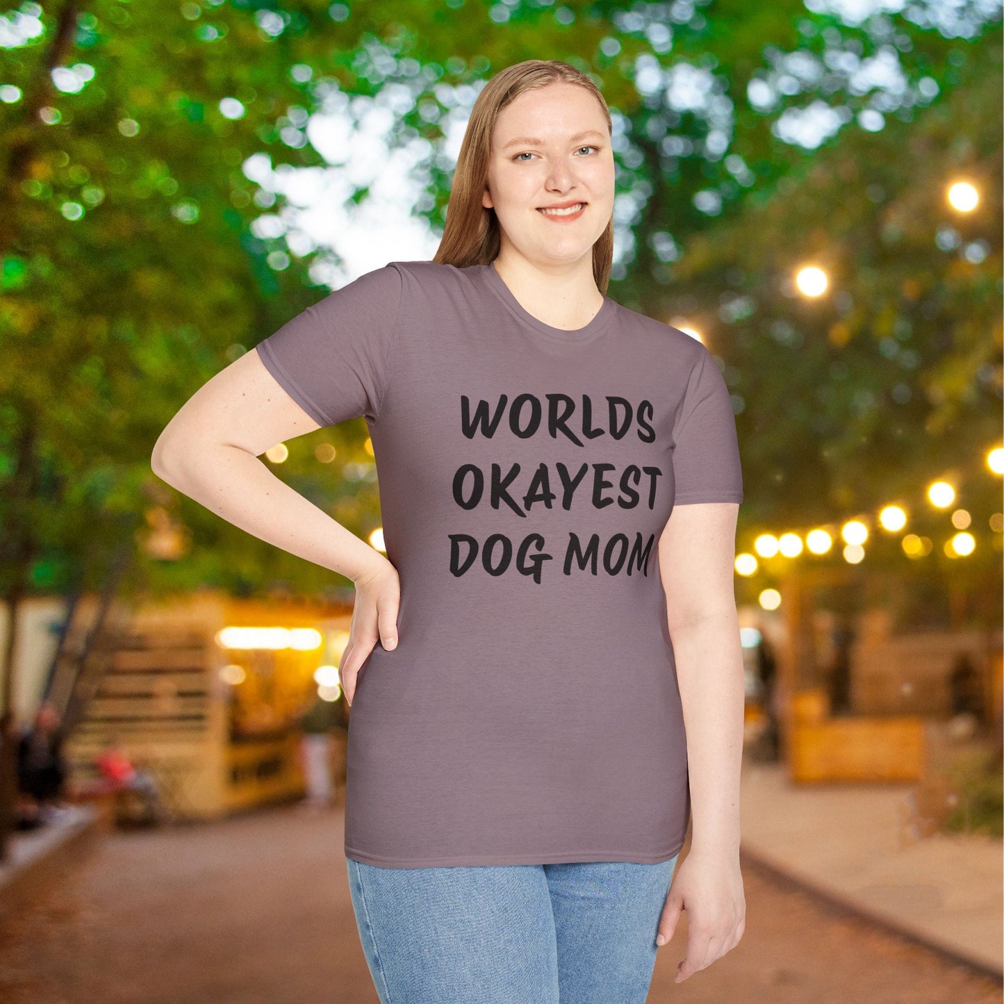 Worlds Okayest Dog Mom Adult T-shirt